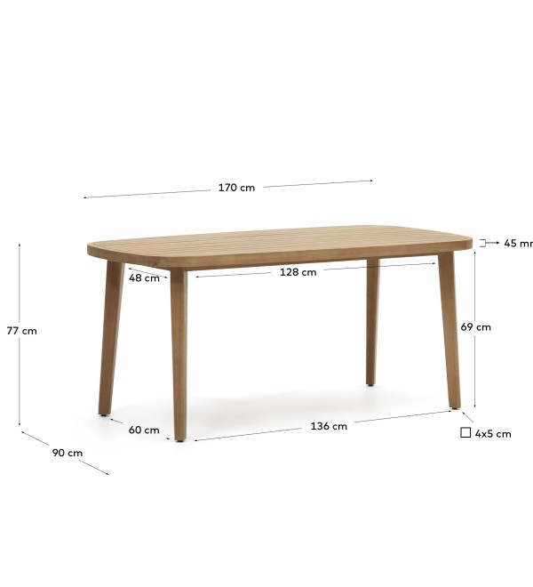 Maset Стол уличный из массива эвкалипта 170 x 90 см