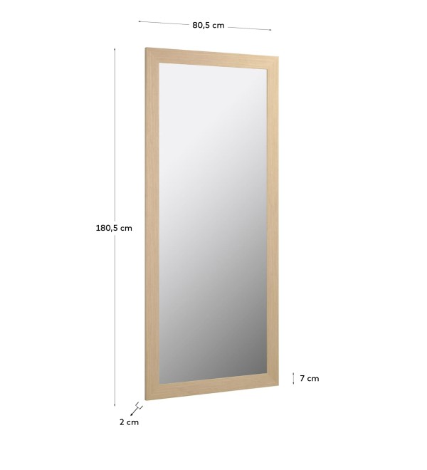 Зеркало Yvaine натуральная отделка в широкой раме 80 x 180 cm