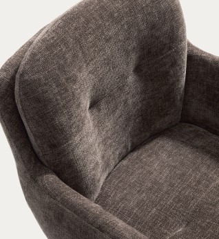 Поворотное кресло Lexa из коричневой синели с ножками из стали