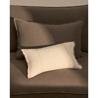 Чехол для подушки Lidore из бежевого льна с желтыми полосами, 30 x 50 см