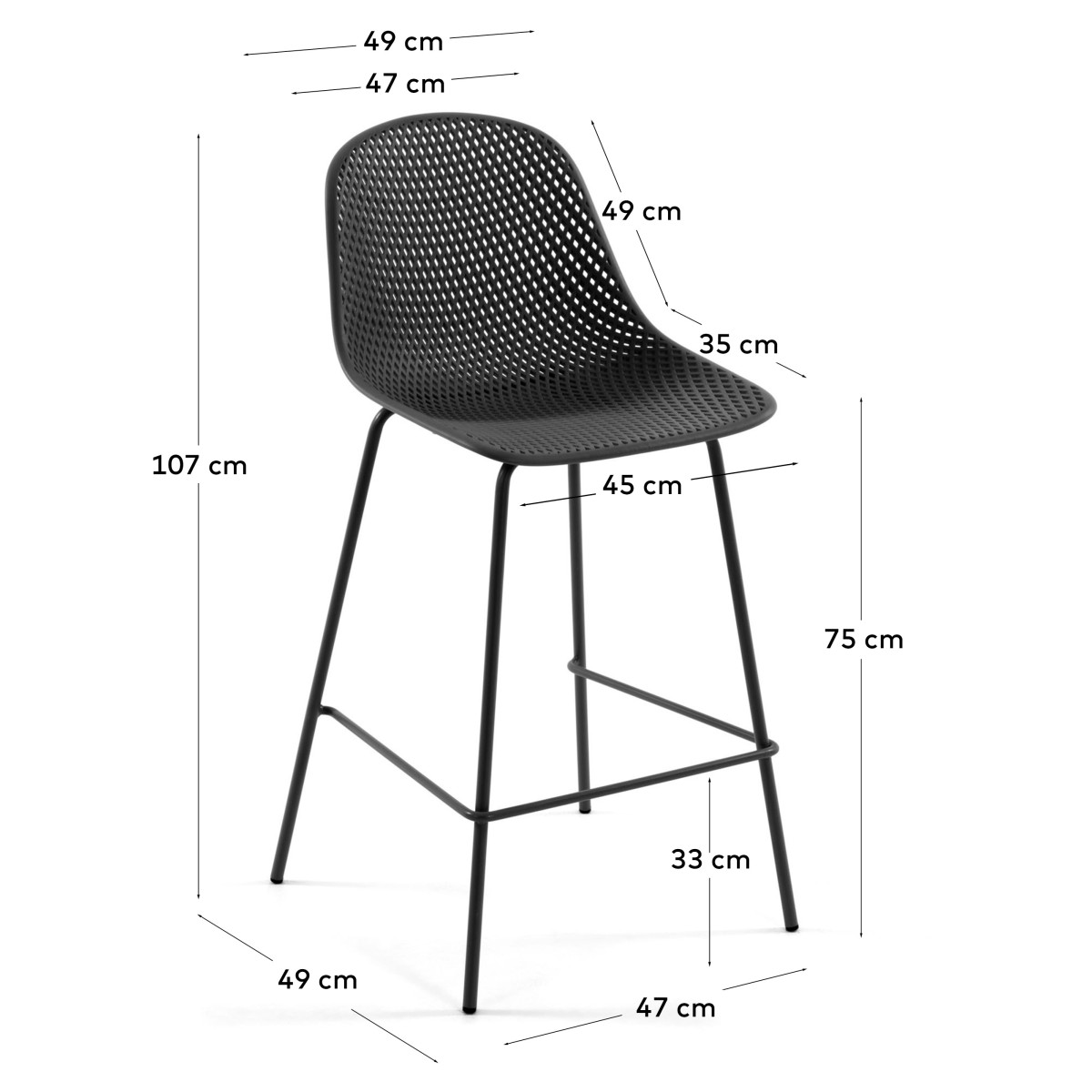 Барный стул Quinby серый