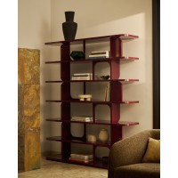 Стеллаж Aduma из МДФ с глянцевой бордовой лакированной отделкой, 160 x 187 см