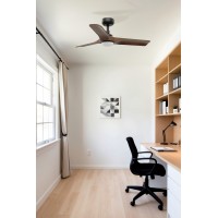 Вентилятор HEYWOOD S Ш900mm черный / темное дерево 3P LED 10W CCT