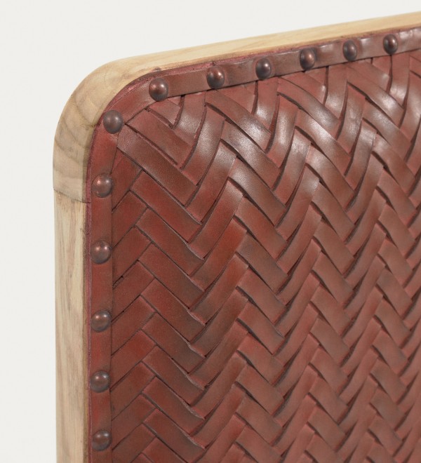 Изголовье кровати Natesa из массива тика и кожи 163 x 60 см