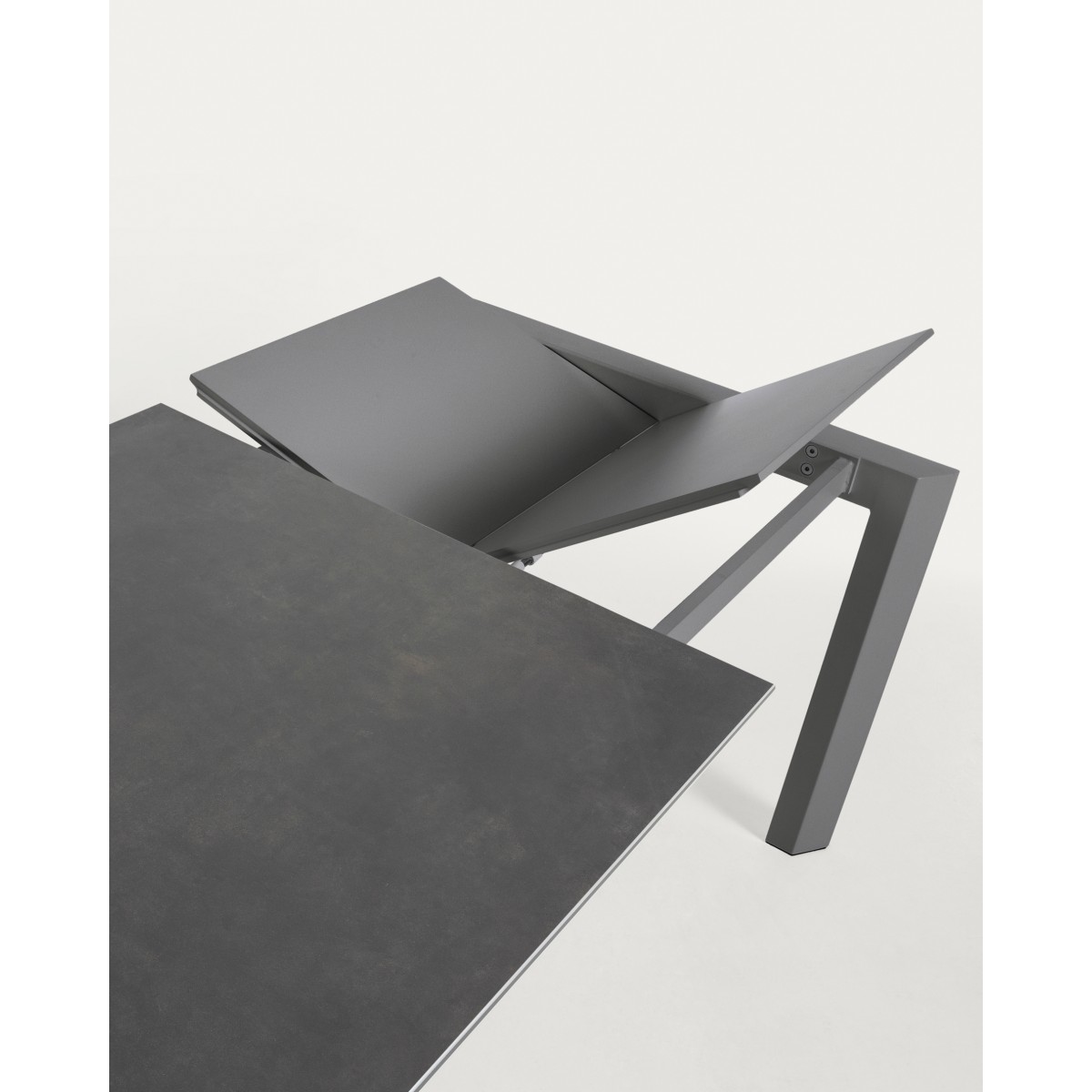 Стол раскладной Atta 120(180) x80 антрацит, керамика Vulcano Roca