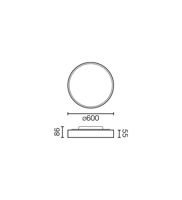 Потолочный светильник Domio Ш600 43W черный OPAL 3000K CRI80 DALI