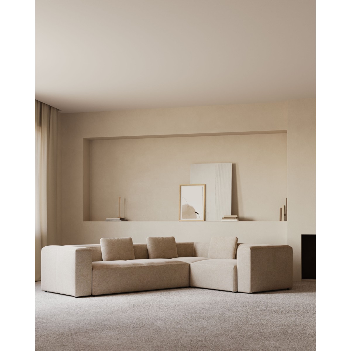 Угловой 4-х местный диван Blok 320 x 230 cm бежевый