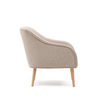 Кресло Bobly бежевого цвета с ножками из бука в натуральной отделке