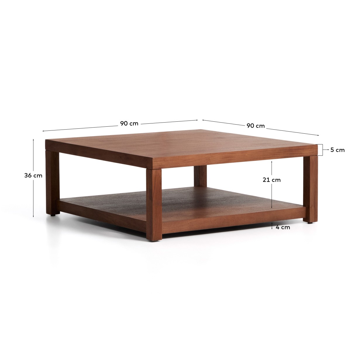 Приставной столик Norani из массива акации с отделкой шпоном акации, 90 x 90 см