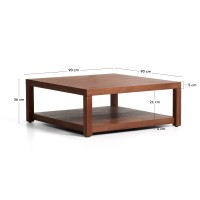Приставной столик Norani из массива акации с отделкой шпоном акации, 90 x 90 см