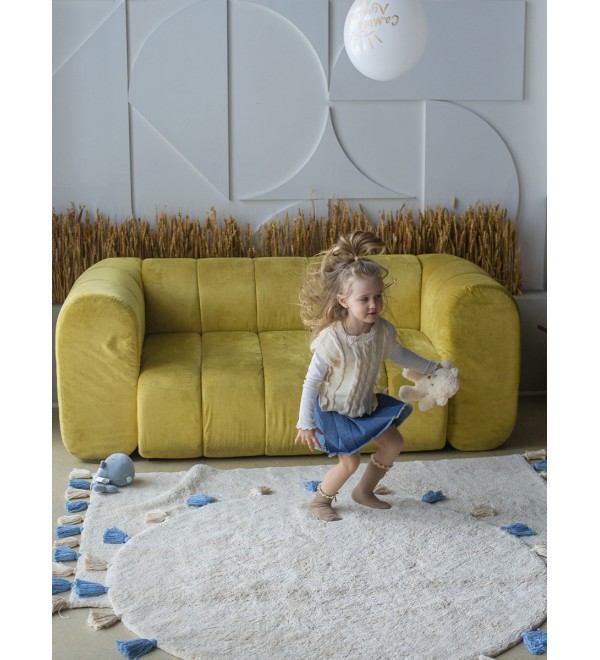 Хлопковый ковер Lillaland COLORFUL WHITE BLUE D140