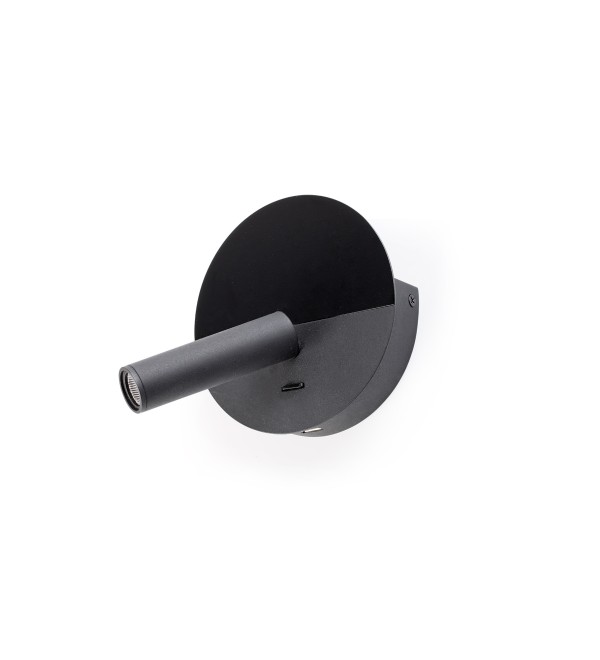 DUAS Бра с ридером черный USB C LED 3W 2700K