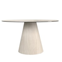 Круглый обеденный стол 1199 из керамики в мраморной отделке и дерева