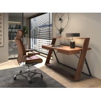 Офисное поворотное кресло 4211 из экокожи коричневого цвета