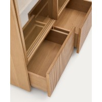 Витрина Helvine 4 двери 2 ящика дубовый шпон и закаленное стекло 100 x 174