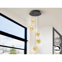 Люстра Zaria 5L черный/бронзовый/янтарный D25 DIM