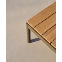 Журнальный столик Sorells из зеленого алюминия и тикового дерева 63 x 144,6 см