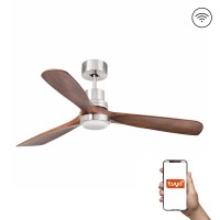 Потолочный вентилятор LANTAU L DC Ш1320 матовый никель/орех 3 P LED 15W TUYA