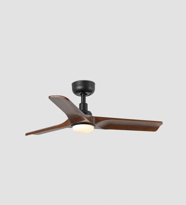 Вентилятор HEYWOOD S Ш900mm черный / темное дерево 3P LED 10W CCT