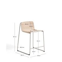 Уличный полубарный стул Tavari из бежевой веревки и стали