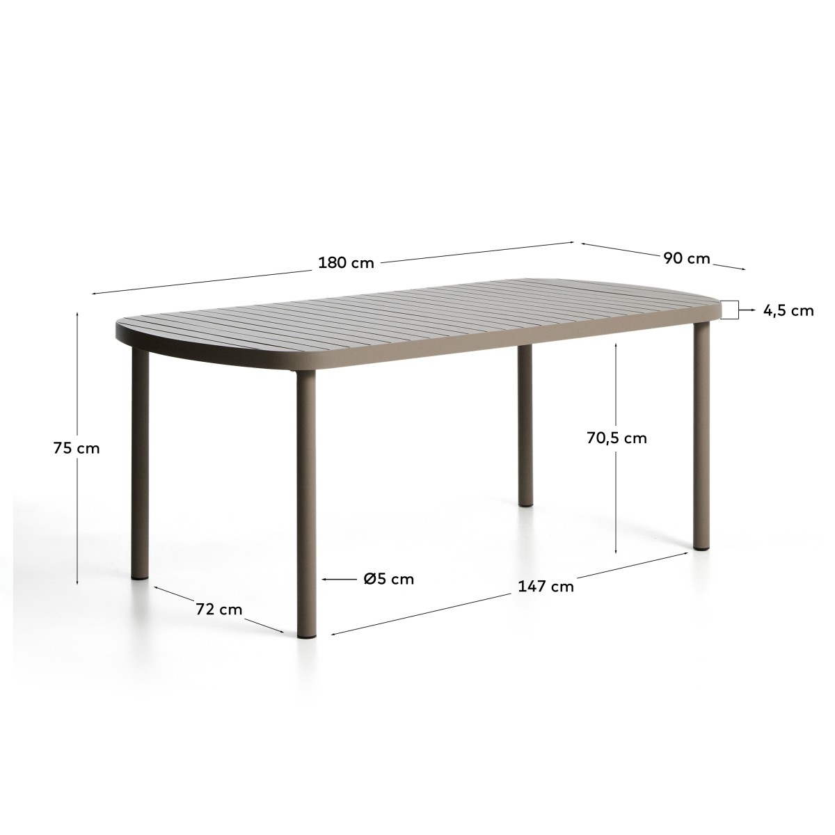 Уличный стол Joncols из алюминия с бежевой отделкой 180 x 90 см