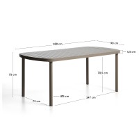 Уличный стол Joncols из алюминия с бежевой отделкой 180 x 90 см