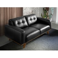 Диван кожаный 2-х местный черный 5606-2P /6030