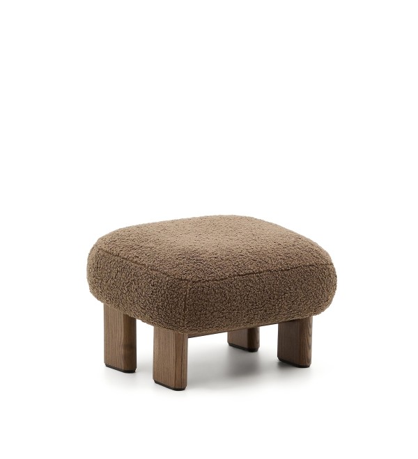 Пуф Cabana Taupe Boucle с ножками в отделке орех 65x55,4 