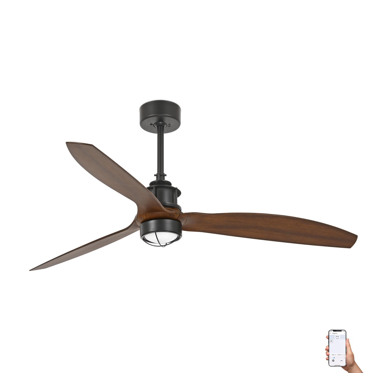 Вентилятор JUST FAN M, черный/ореховый, 3000K, TUYA