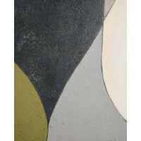 Абстрактный холст Marvilo серо-горчичного цвета 120 x 200 см