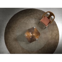 Круглый обеденный стол из закаленного стекла и ореха 1126-Ø150