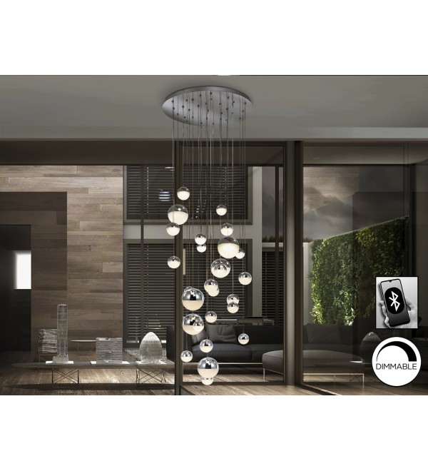 Подвесной светильник Sphere LED 27L Ø80 хром BLUETOOTH CCT 500 см