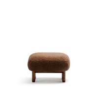 Пуф Cabana Taupe Boucle с ножками в отделке орех 65x55,4