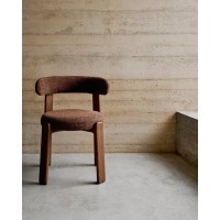Granite Стул на 4 ножках из коричневого шенилла и массива ясеня в отделке орех