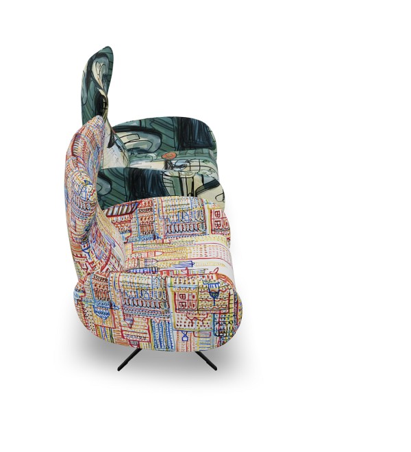 Кресло-реклайнер Mondrian Con Motor L-48, Base - Antracith Grey, ткань Mediterraneo S.6