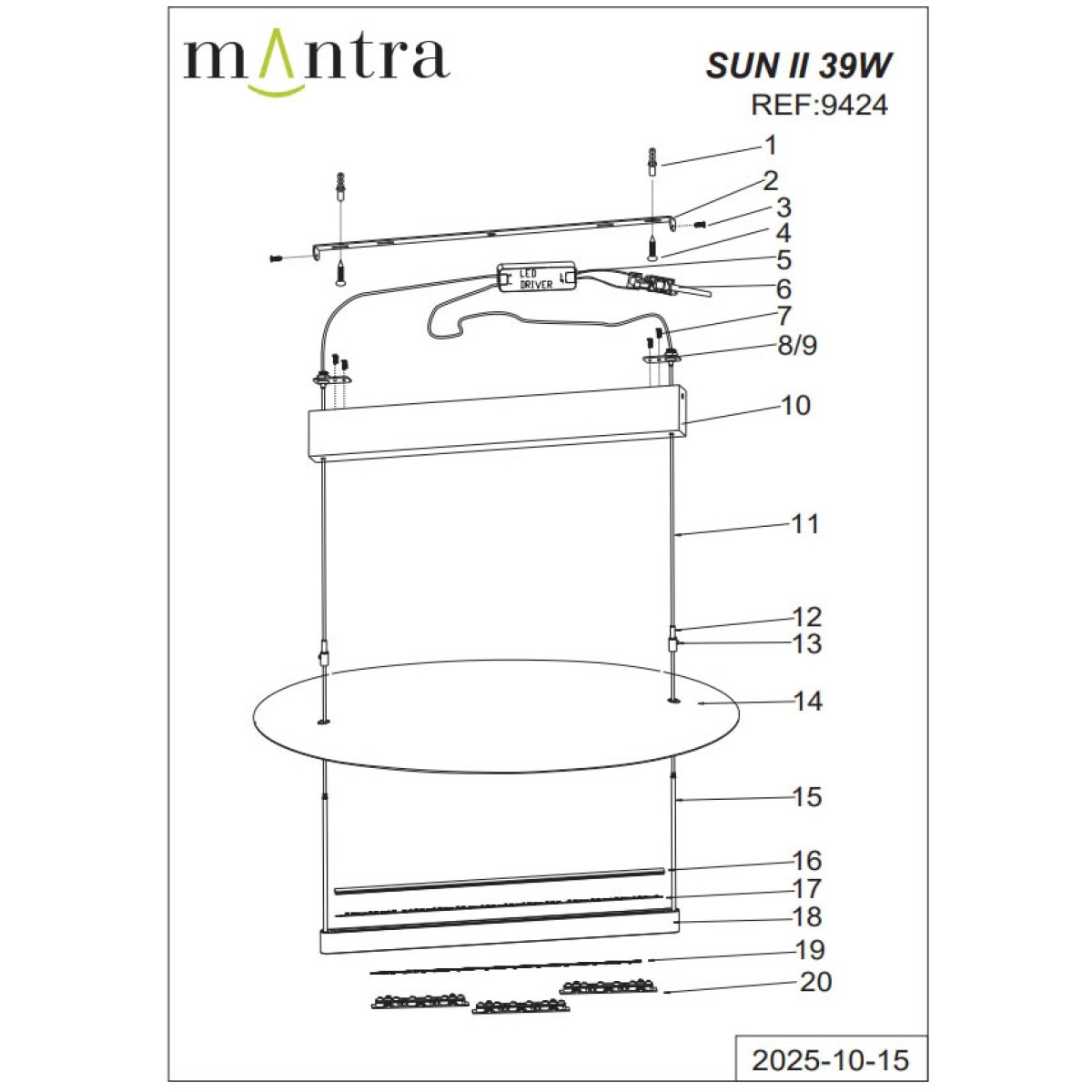 9424 Люстра подвесная MANTRA SUN II