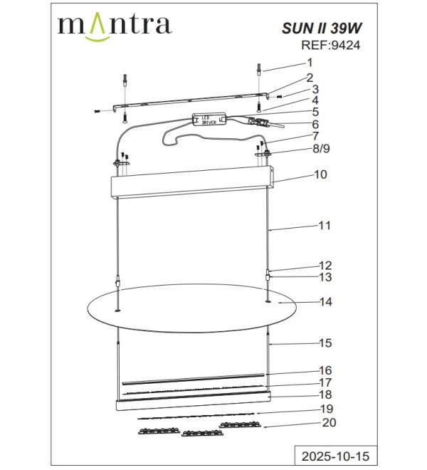 9424 Люстра подвесная MANTRA SUN II