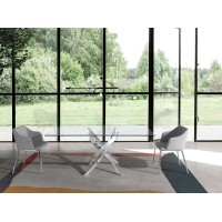 Стол обеденный прямоугольный F2133 /1061 стекло 150x95 с ножками из нержавеющей стали