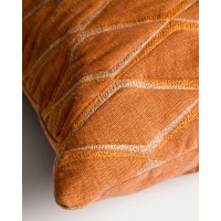 Чехол для подушки Branel из микровельвета оранжевый с вышивкой, 45 x 45 см