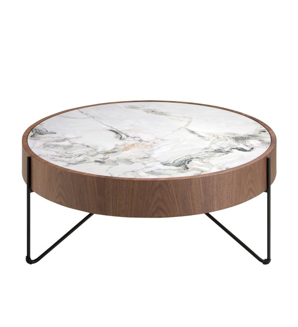 Круглый журнальный столик 2138/MH2303A из ореха и мраморной керамики