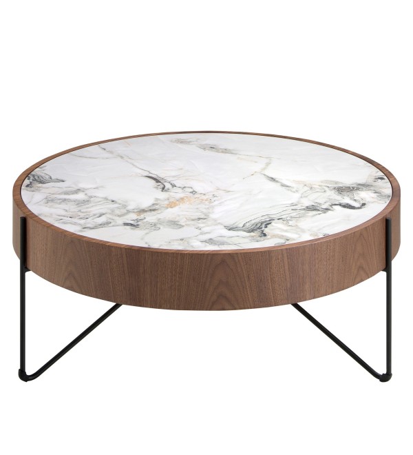 Круглый журнальный столик 2138/MH2303A из ореха и мраморной керамики