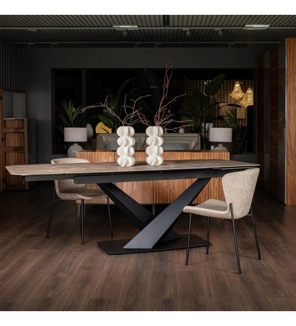 Обеденный стол раздвижной TOLEDO, MOD INTERIORS (чёрный, серебристый, арт. MDI.DT.TOL.41)