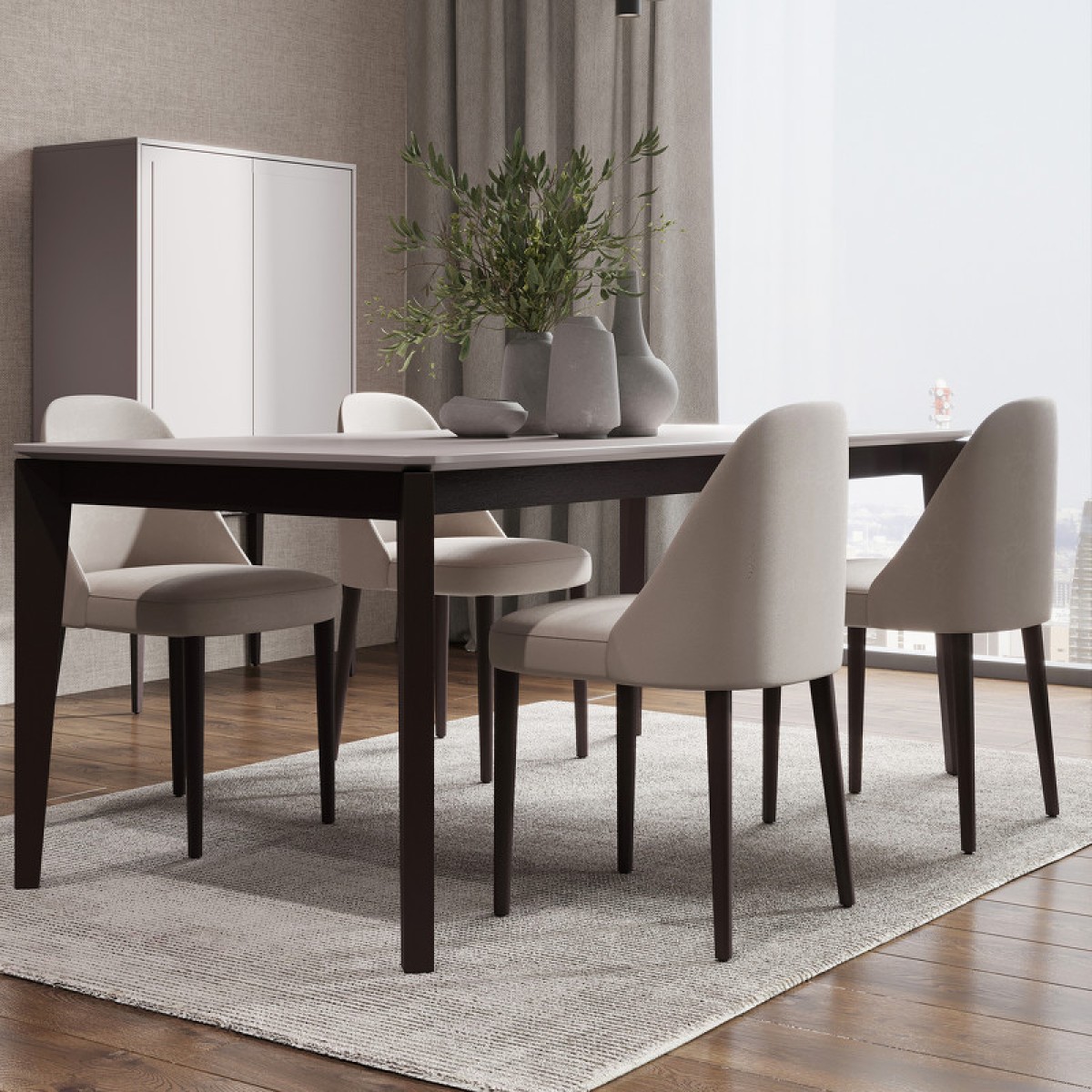 Обеденный стол MARBELLA, MOD INTERIORS (серый, бежевый, дерево)