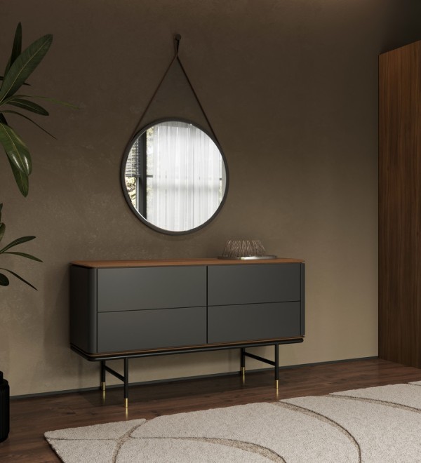 Комод ALTEA, MOD INTERIORS (серый, чёрный, дерево)