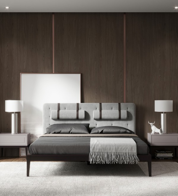 Кровать с решеткой MARBELLA, MOD INTERIORS (серый, дерево)