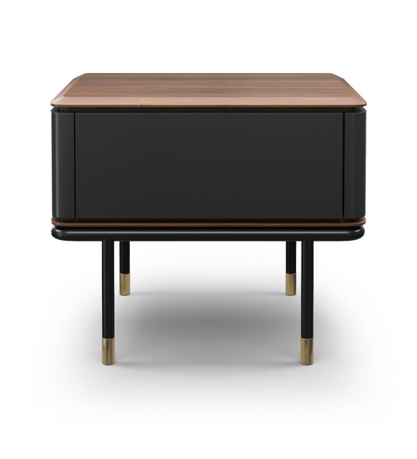 Прикроватная тумбочка ALTEA, MOD INTERIORS (серый, чёрный, золотой, дерево)