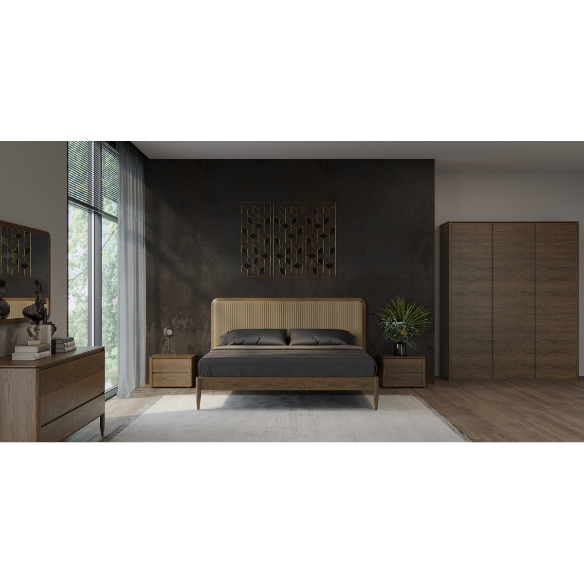 Кровать с решеткой PATERNA, MOD INTERIORS (дерево, арт. MDI.BD.PN.15)