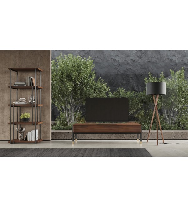 Тумба под TV BENISSA, MOD INTERIORS (чёрный, золотой, дерево)