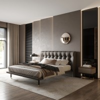 Прикроватная тумбочка ALTEA, MOD INTERIORS (бежевый, чёрный, золотой, дерево)