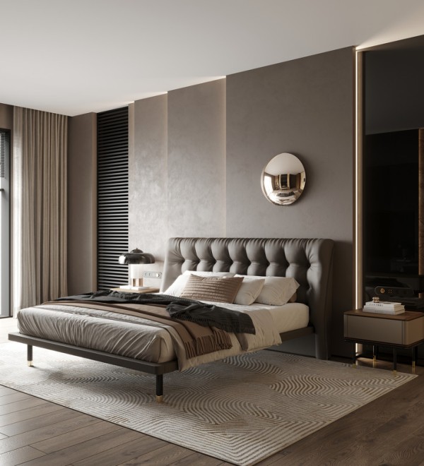 Прикроватная тумбочка ALTEA, MOD INTERIORS (бежевый, чёрный, золотой, дерево)